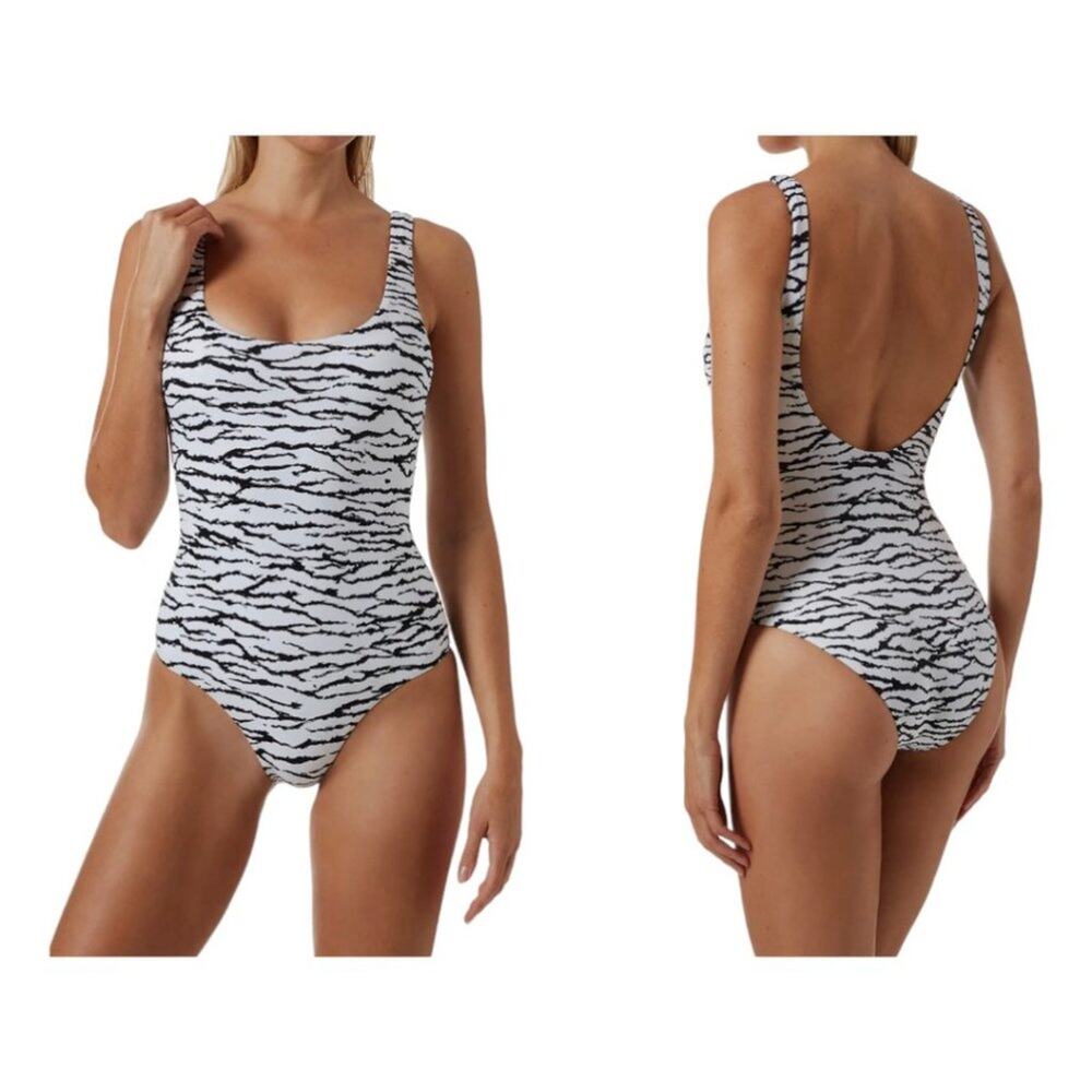 Melissa Odabash Croatia Tiger Stripe One-Piece Swimsuit Size 6 NWOT $253 MSRP